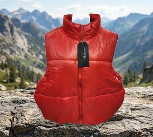 NWT Angel Cult WAT1909 Red Puffer Vest Sherpa Fleece Lined Full Zip Size 2XL